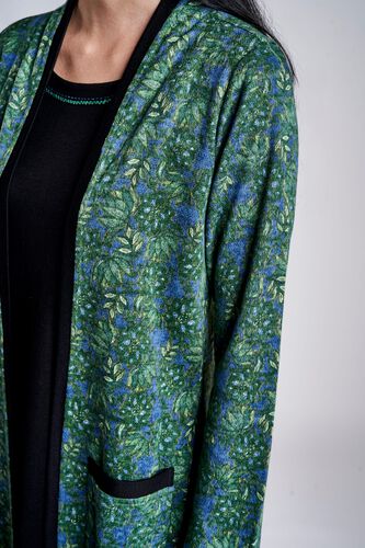 5 - Green Floral Round Neck Midi Dress, image 5