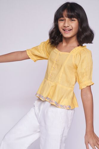 3 - Yellow Embroidered Solid Top, image 3