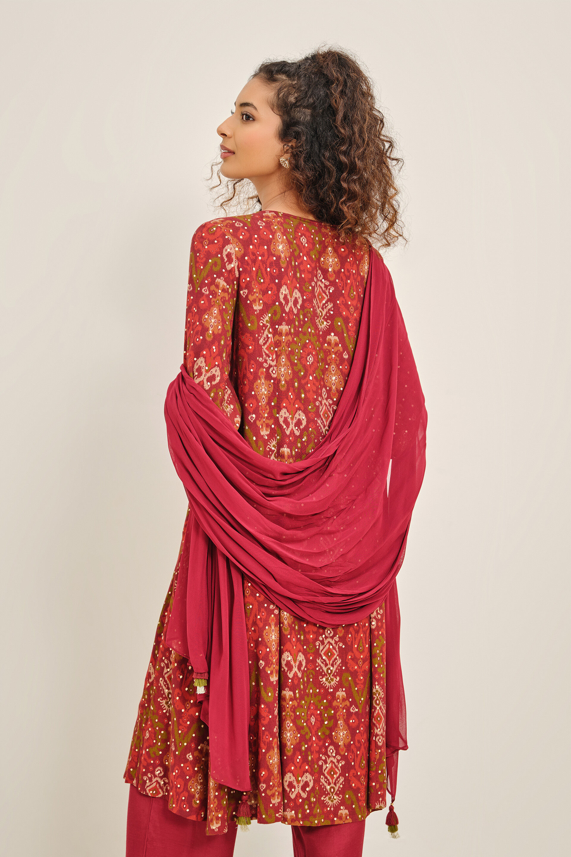 Dark Gerua Kurta Set, Rust, image 5