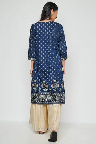 Indigo Ethnic Motifs Straight Kurta, Indigo, image 5