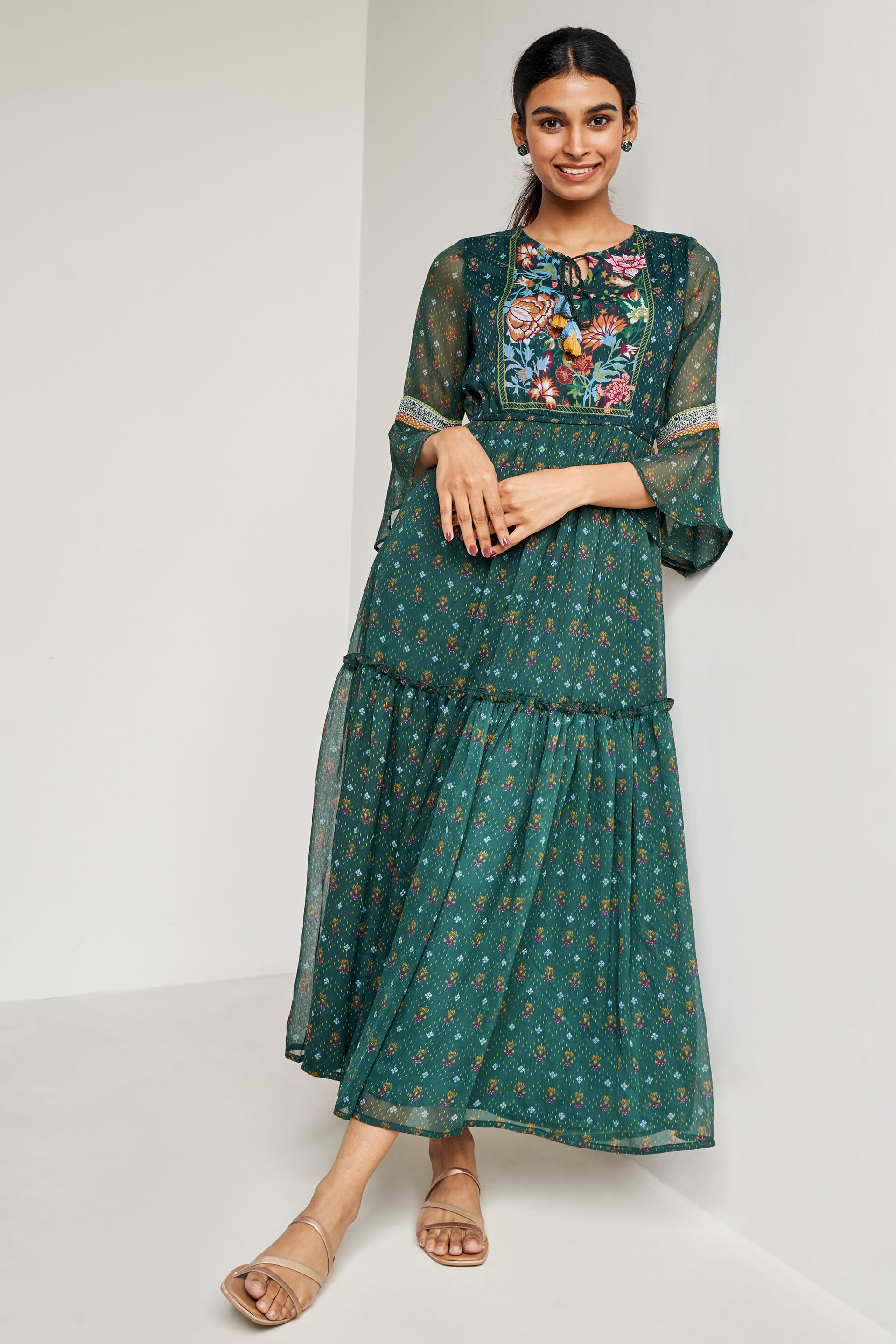 Global desi green maxi dress discount