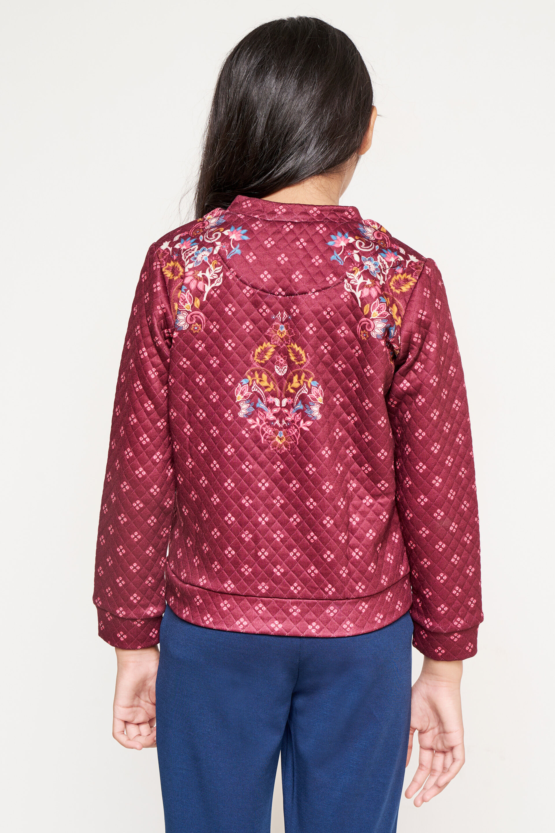 Maroon Geometric Embroidered Jacket, Maroon, image 5