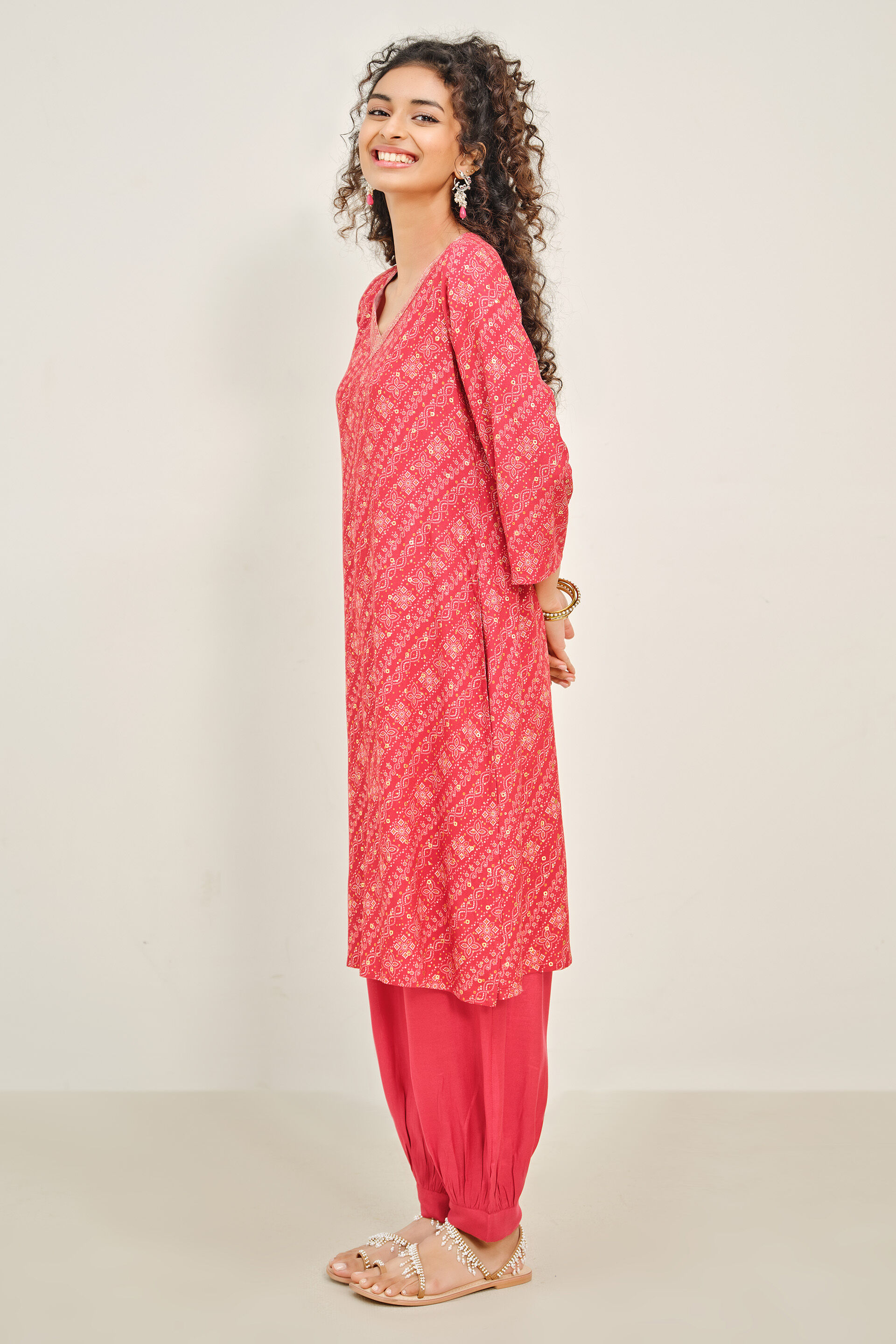 Haseena Red Kurta Set, Red, image 3