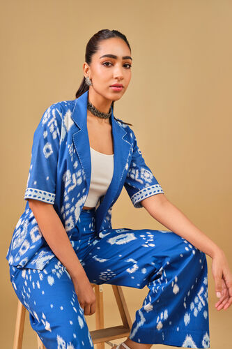 Ikat Inspired Blue Cotton Co-ord, Blue, image 3