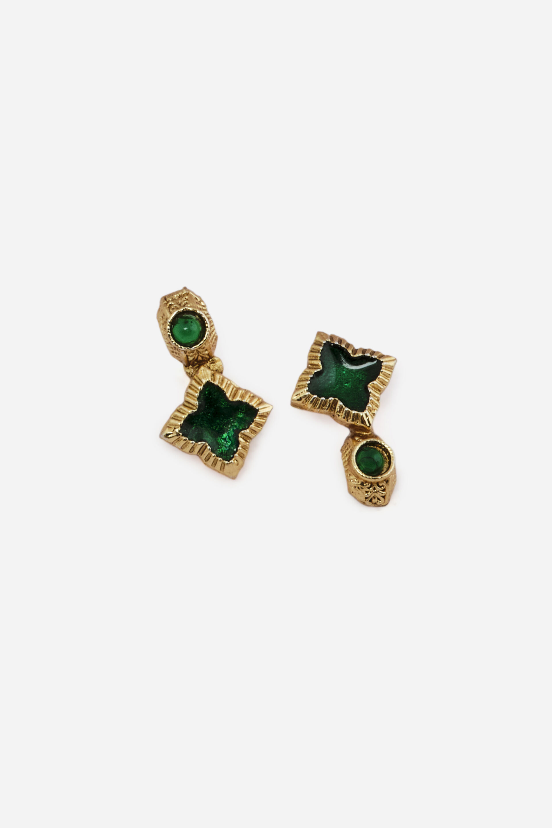Ornate Green Earrings, , image 2