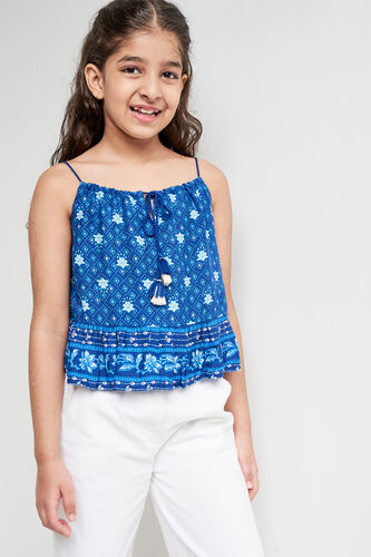 Blue Geometric Flared Top, Blue, image 3