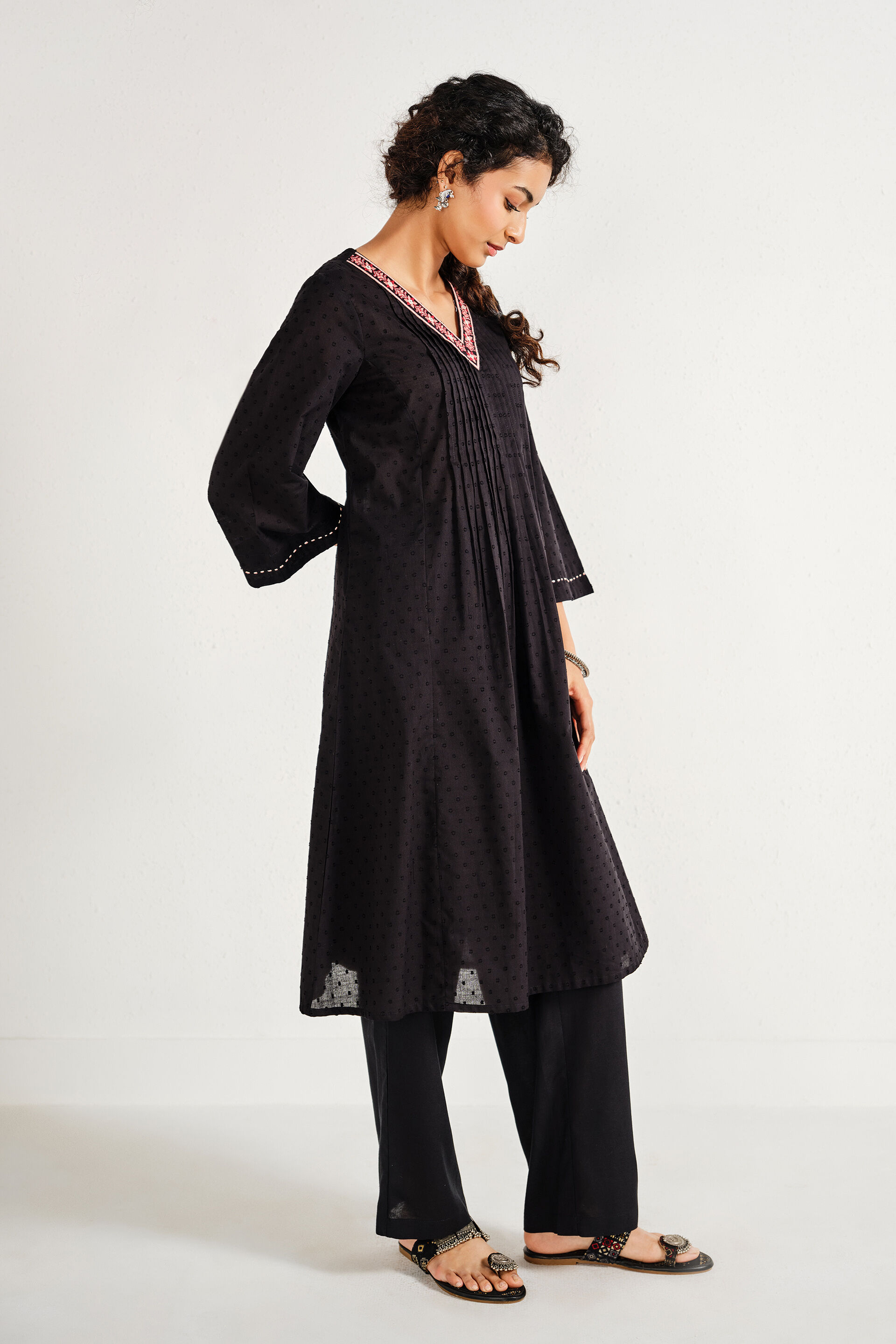 Black Bandish Cotton Kurta, Black, image 3