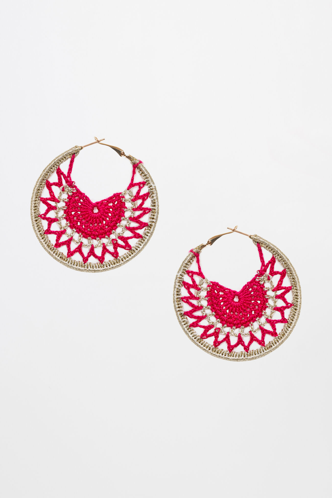 Pink Brass and Thread Earring, , image 1