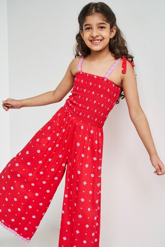 Red Geometric Straight Jumpsuit, Red, image 2