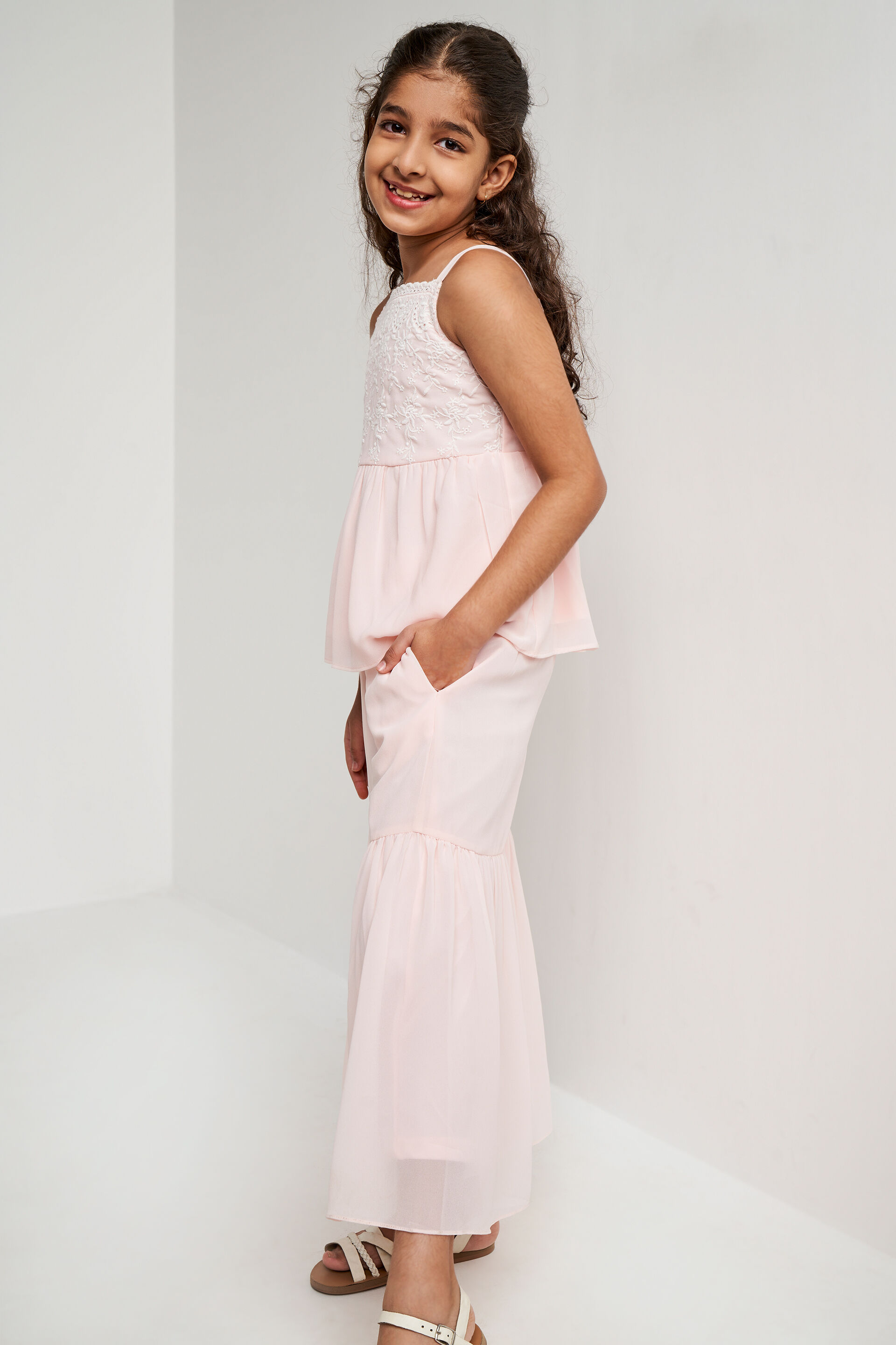 Light Pink Solid Flounce Suit, Light Pink, image 6