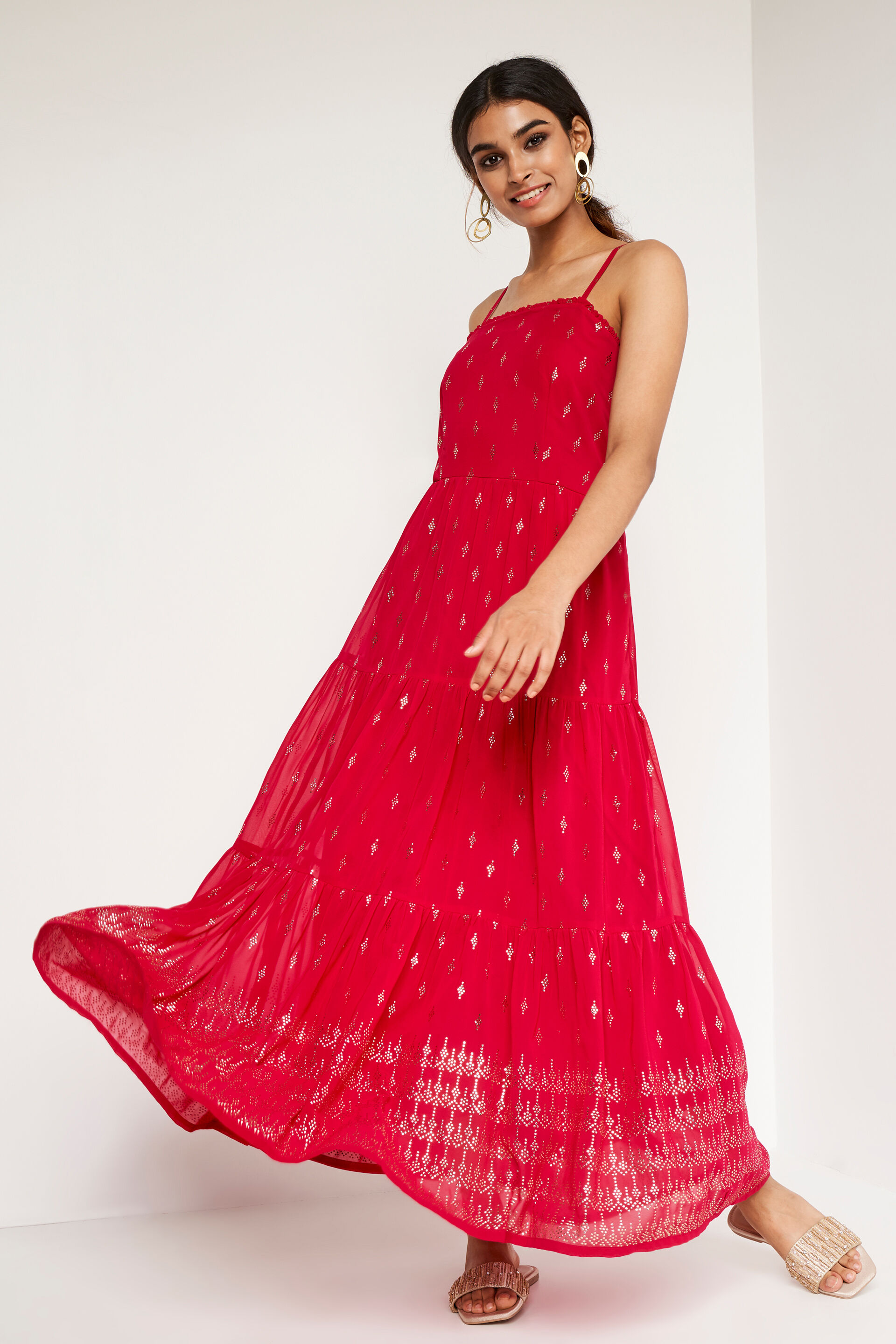 Buy Hot Pink Ethnic Motifs Flared Gown Online at Best Price at