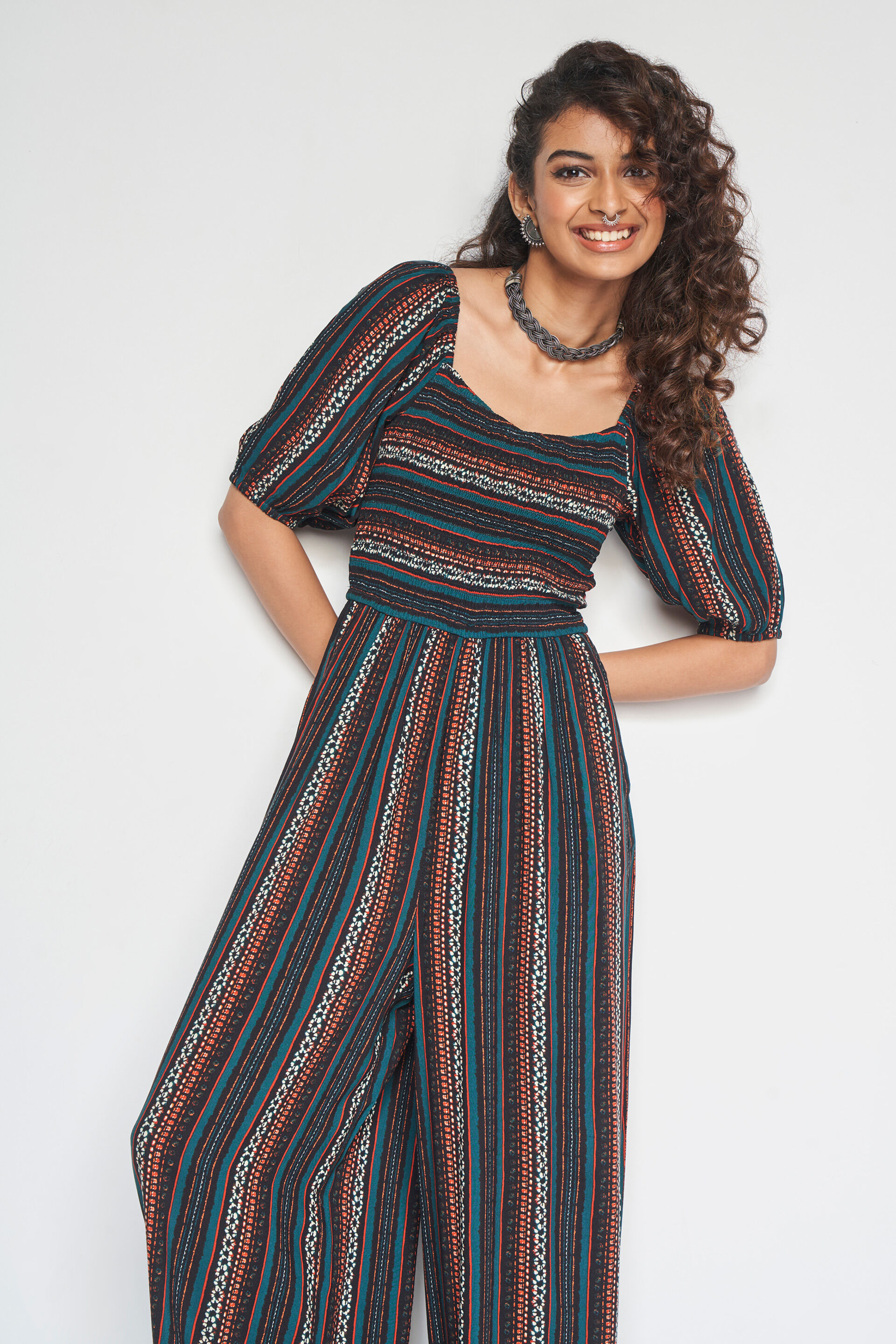 Buy our Black Ethnic Motifs Straight Jump Suit online from