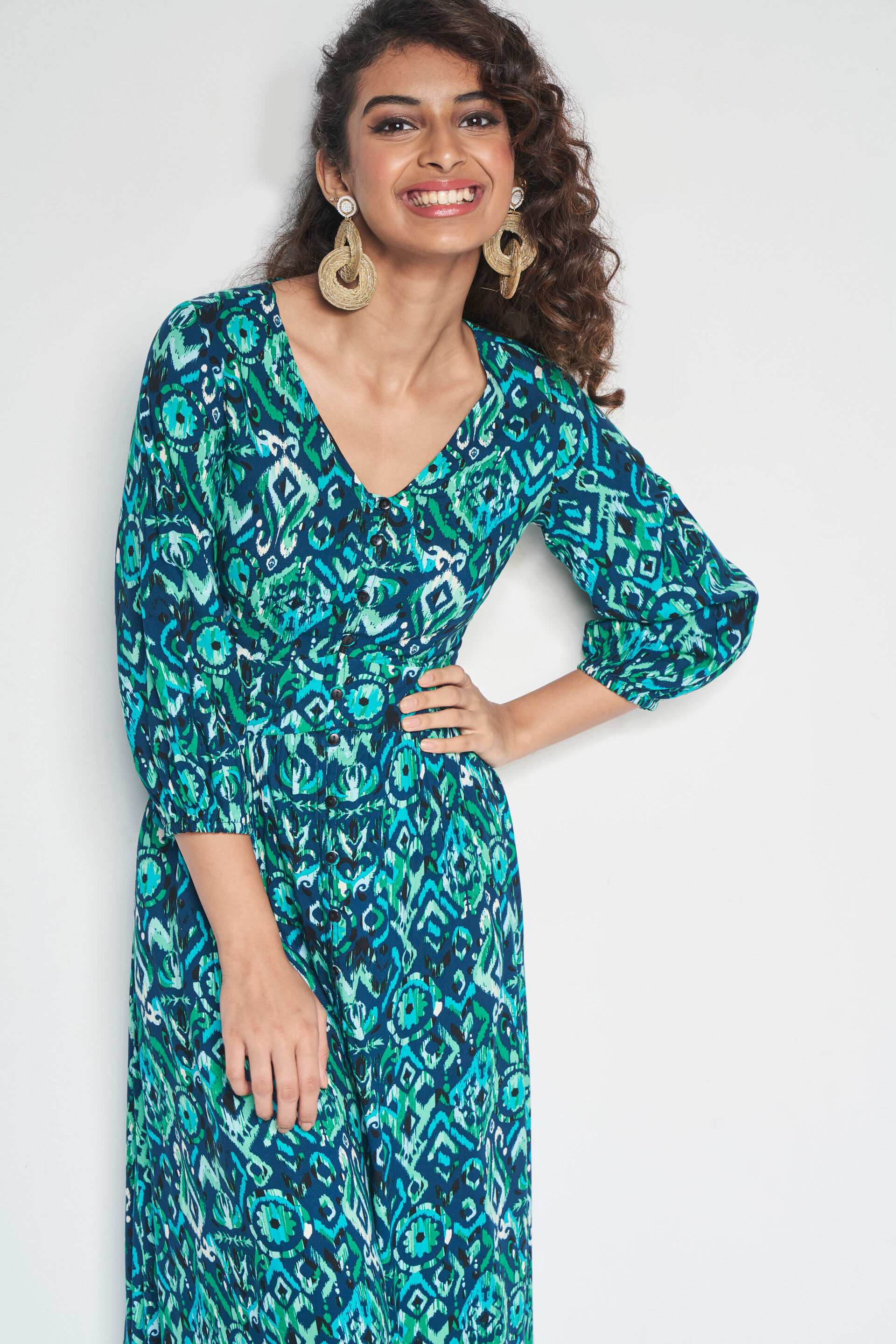 Boho Green Maxi Dress, Teal, image 5