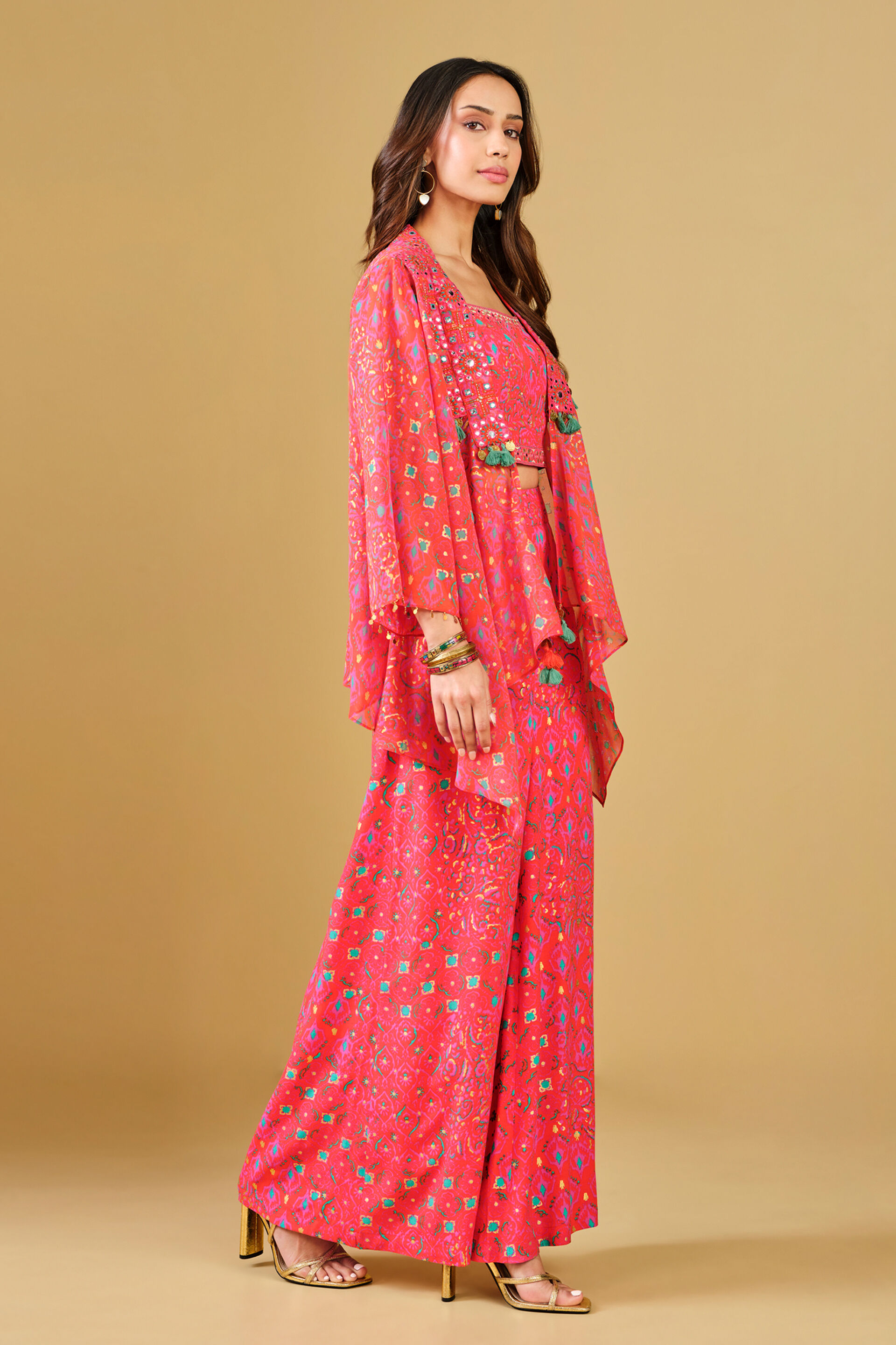 Orange Festive Crop Top Co-ord, Orange, image 6