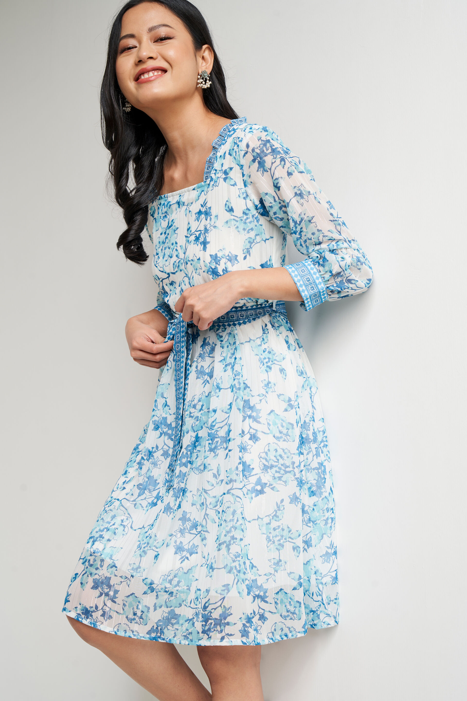 Buy Blue Floral Casual Dress Online at Best Price at Global Desi