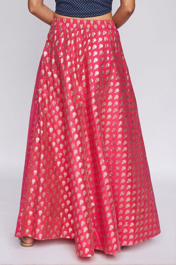 4 - Pink Ethnic Motifs Flared Skirt, image 4