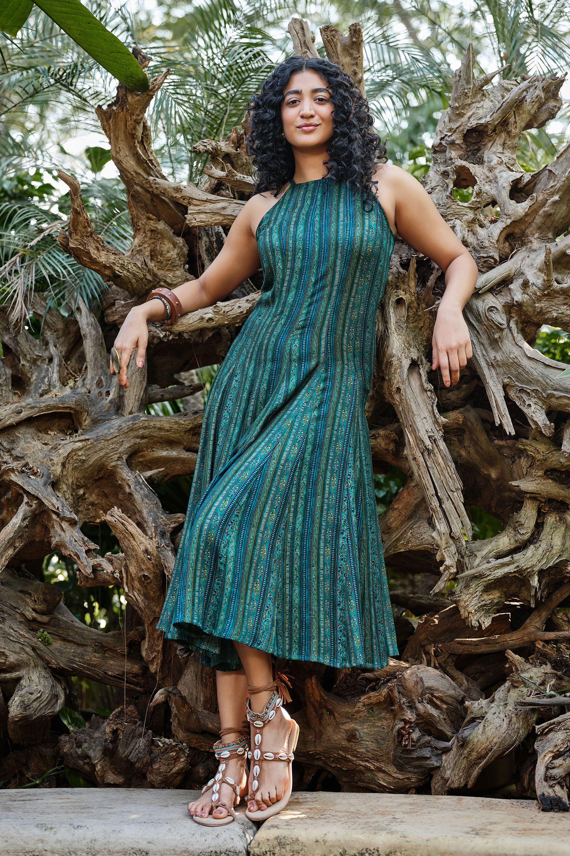 Tamara Teal Panelled Dress, Teal, image 3