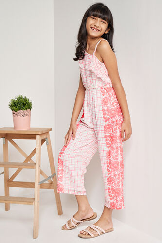 Coral Floral Tassel Straight Jumpsuit, Coral, image 1