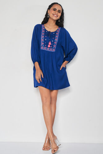 Vrishti Embroidered Dress, Blue, image 6