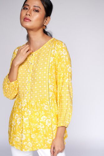 3 - Yellow Floral Fit & Flare Top, image 3