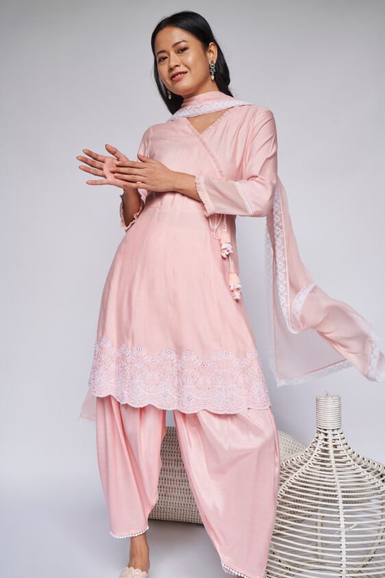 2 - Pink Solid Flared Suit, image 2