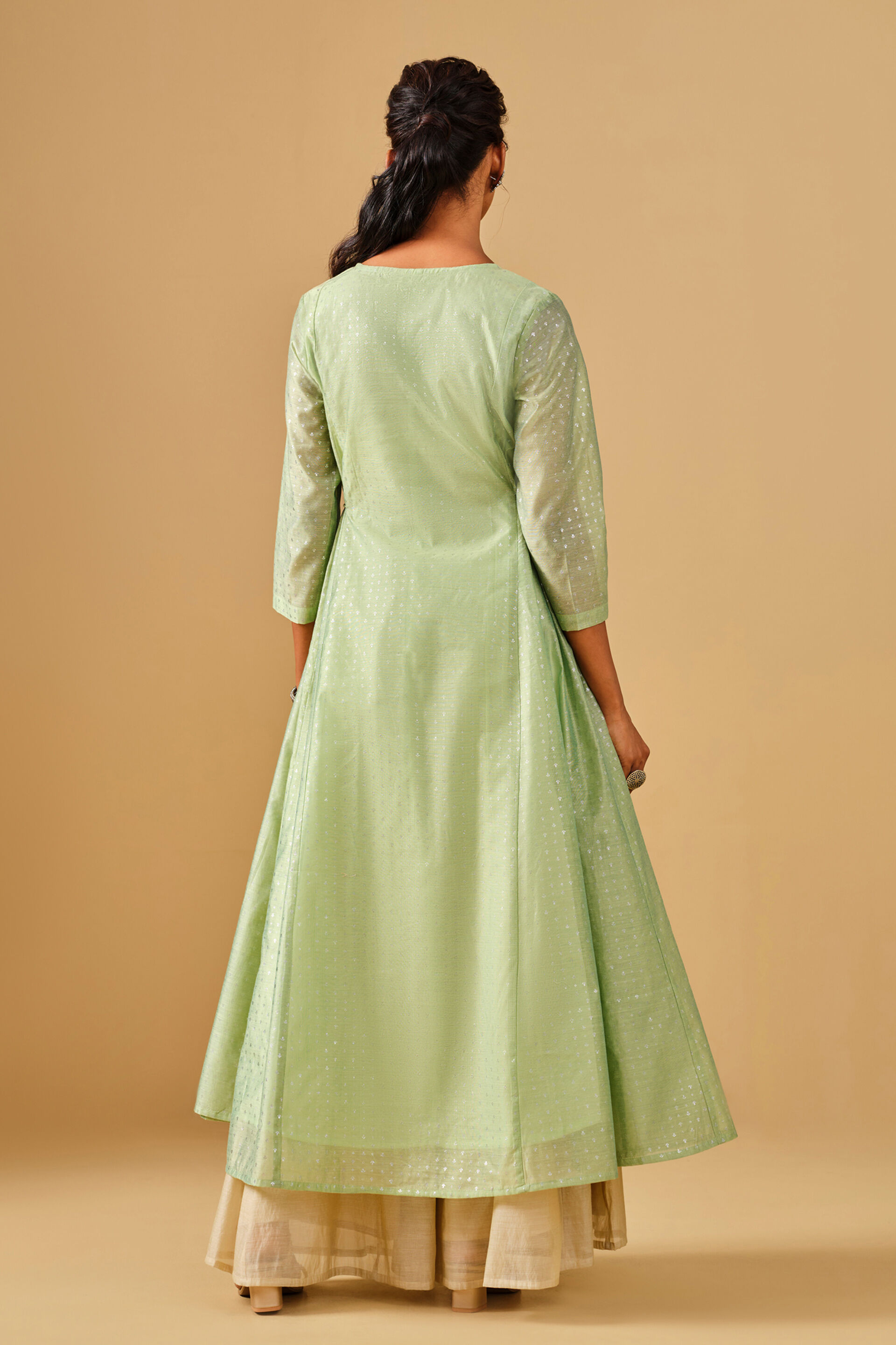 Festive Mint Green Fit and Flare Kurta, Mint, image 3