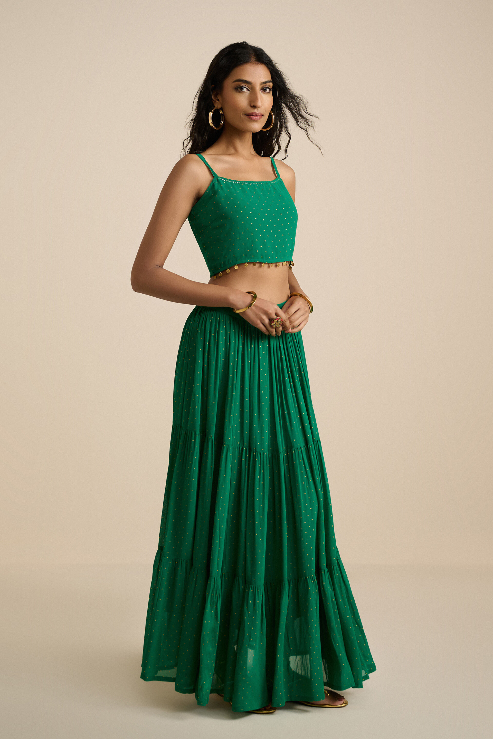 Hara Bhara Green Skirt Set, Green, image 2