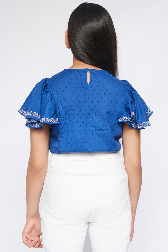 Midnight Blue Embroidered Solid Top, Midnight Blue, image 4