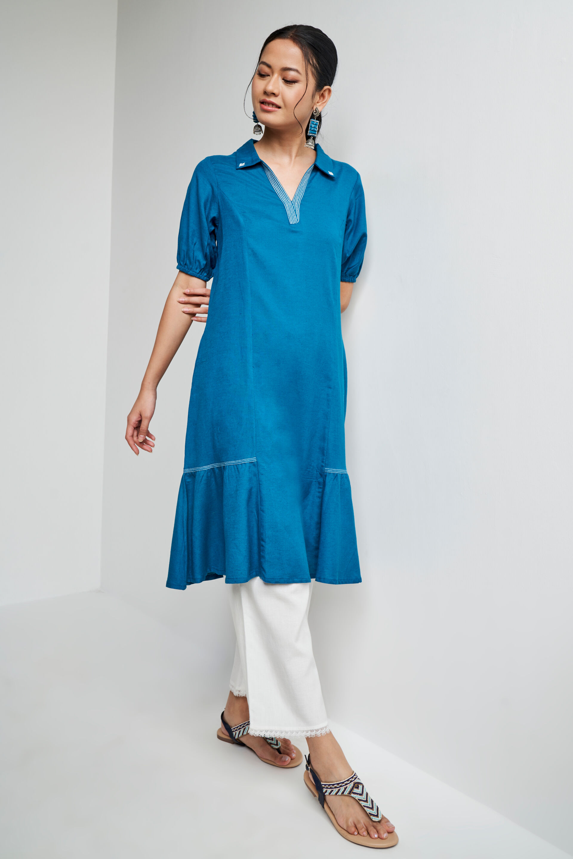 Solid flared kurta on sale