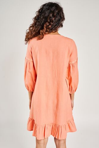 4 - Coral Solid Embroidered Dress, image 4