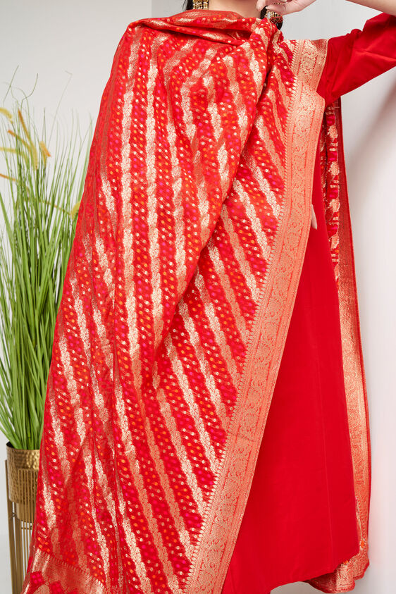 Red Ethnic Motifs Straight Suit, Red, image 8