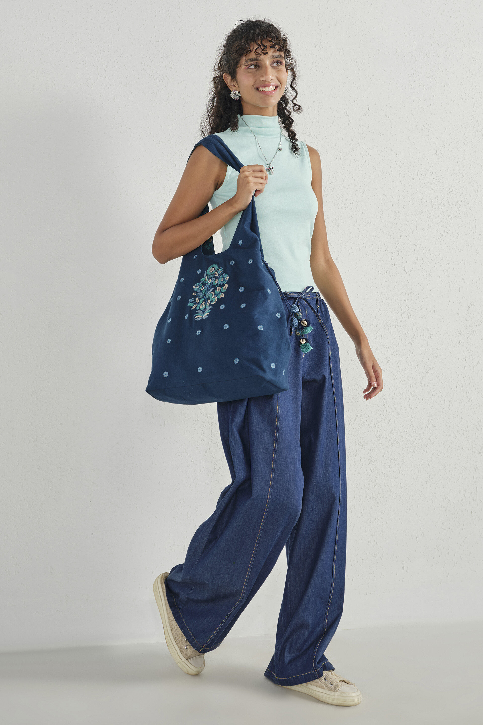 Aqua Cotton Ribbed Vest, Teal, image 3