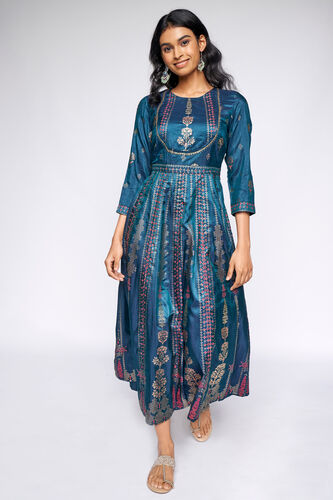 5 - Dark Green Ethnic Motifs Fit and Flare Gown, image 5