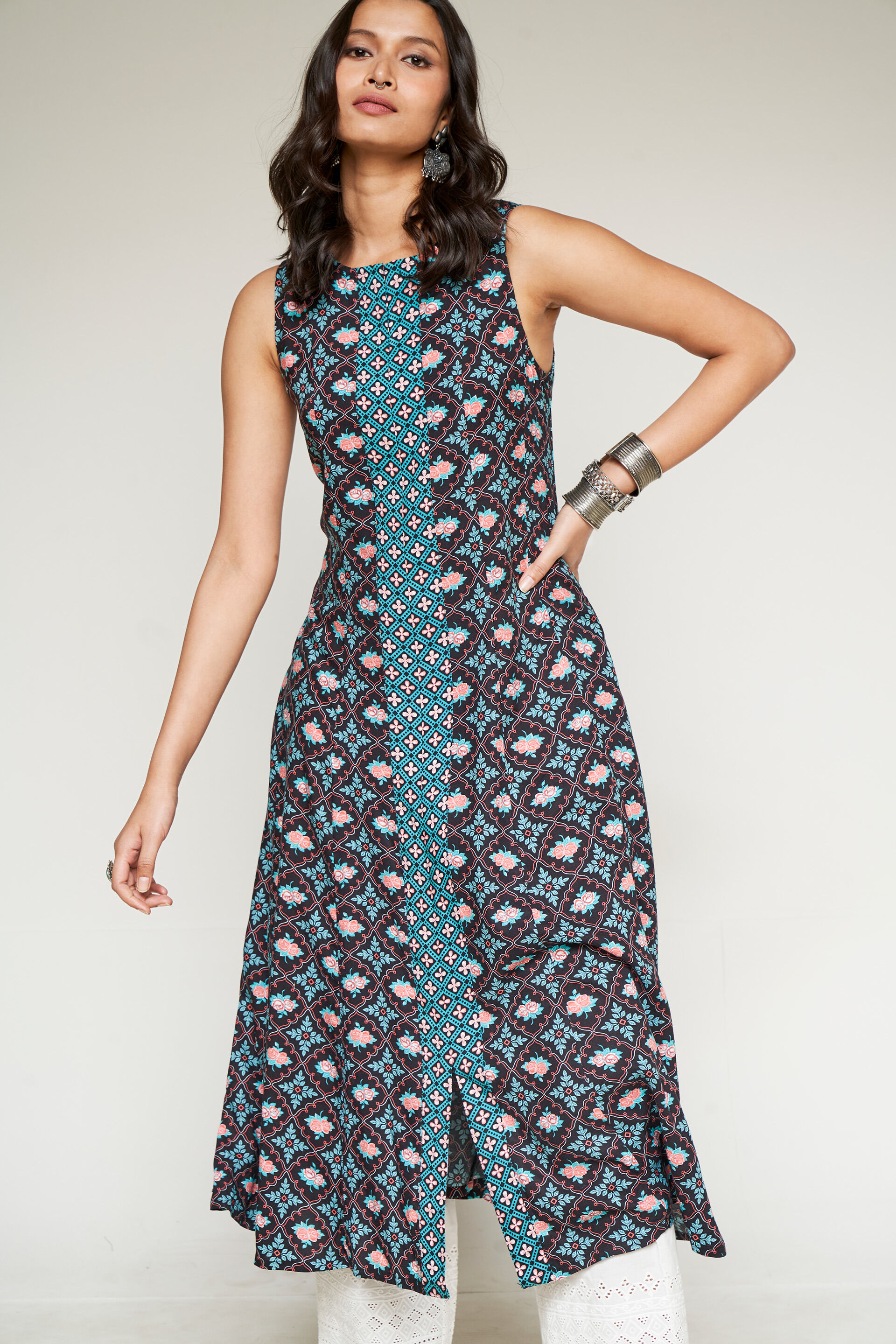 Buy our Casual Wear Black Floral Straight Maxi online from Global Desi