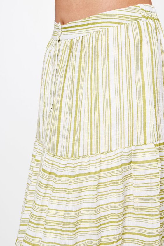 4 - Olive Stripes Calf length Skirt, image 4