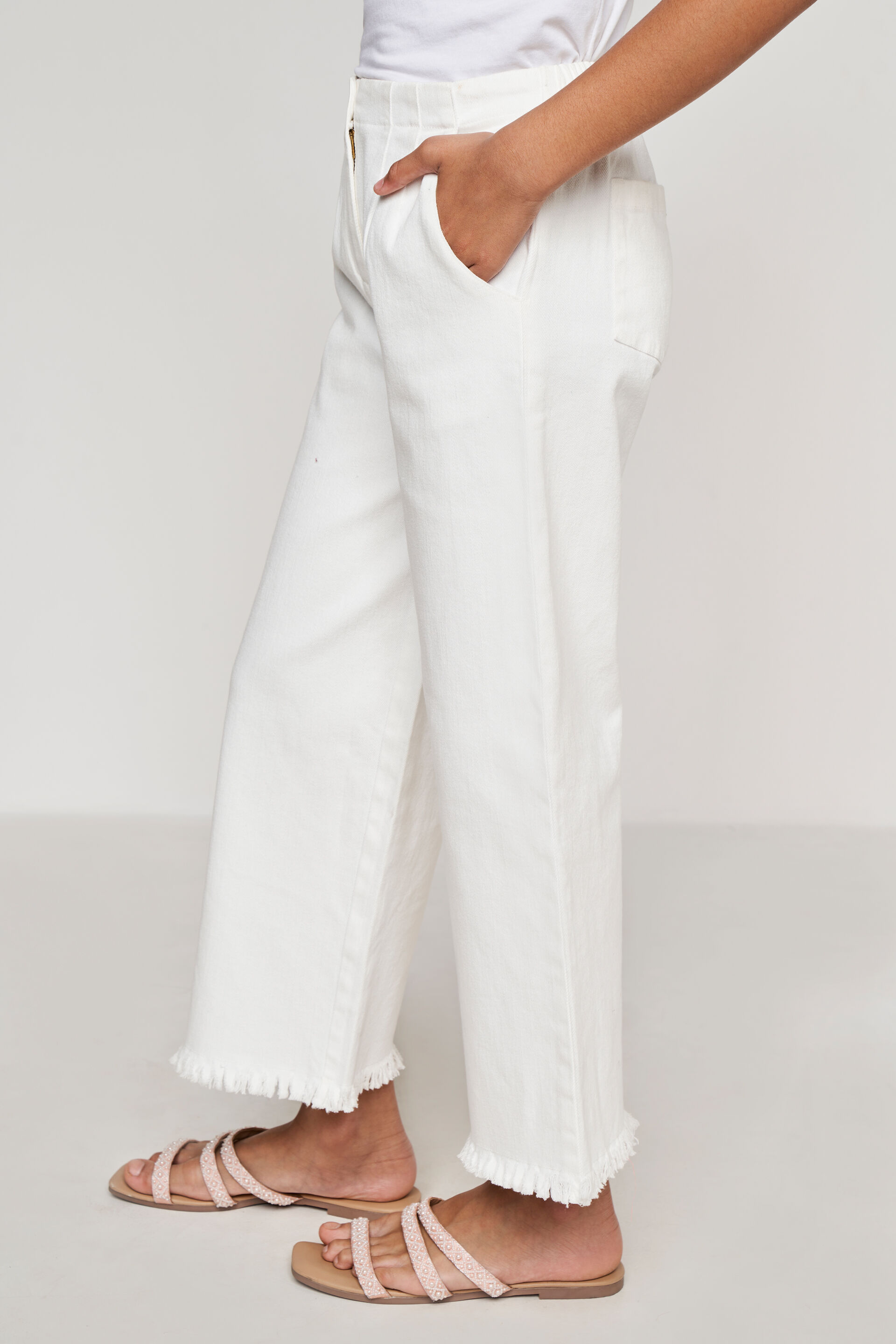 White Solid Straight Bottom, White, image 5