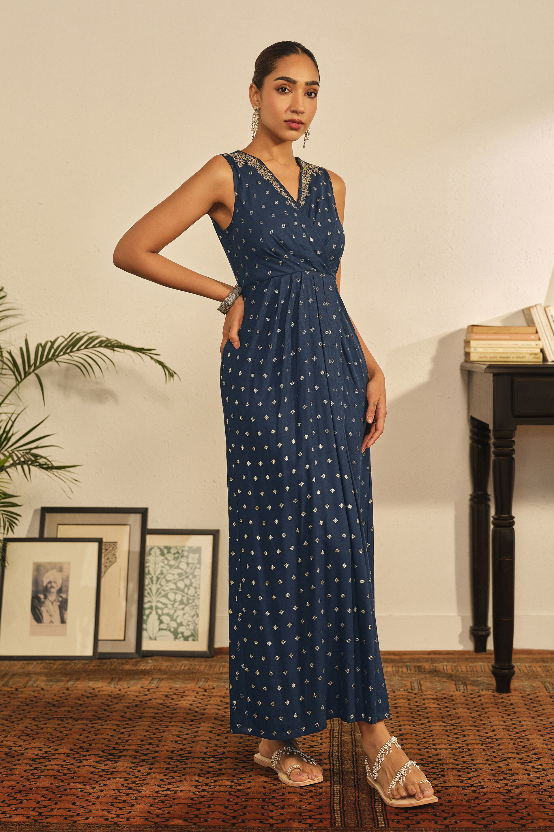 global desi blue maxi dress Buy Printed Wrap in Indigo Online In India at F26H190MX_INDIGO Black Off-Shoulder Gown L vintage chanel little black dress Color:BROWN MULTI Globai Desi is curated