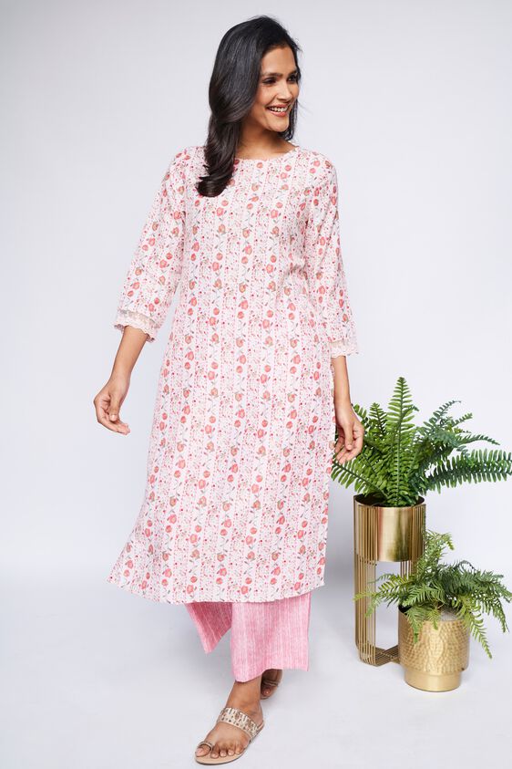 2 - Light Pink Floral Straight Suit Set, image 2