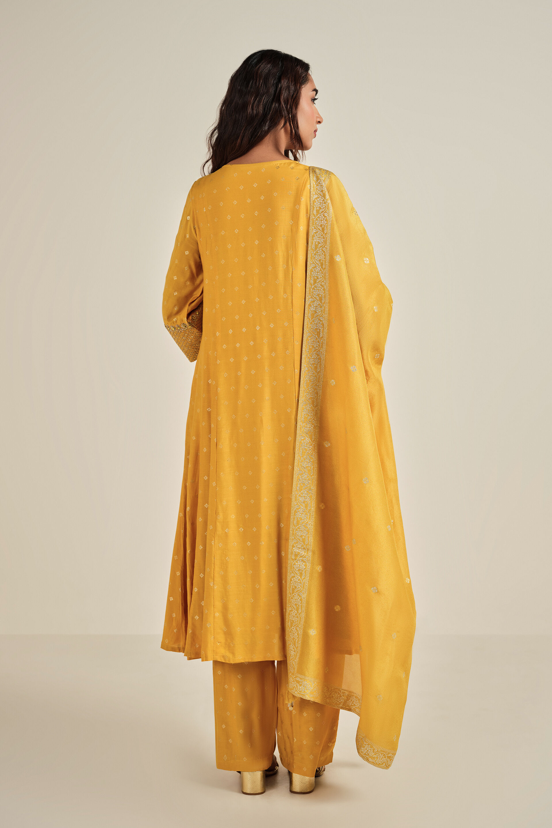 Genda Glow Kurta Set, Mustard, image 5