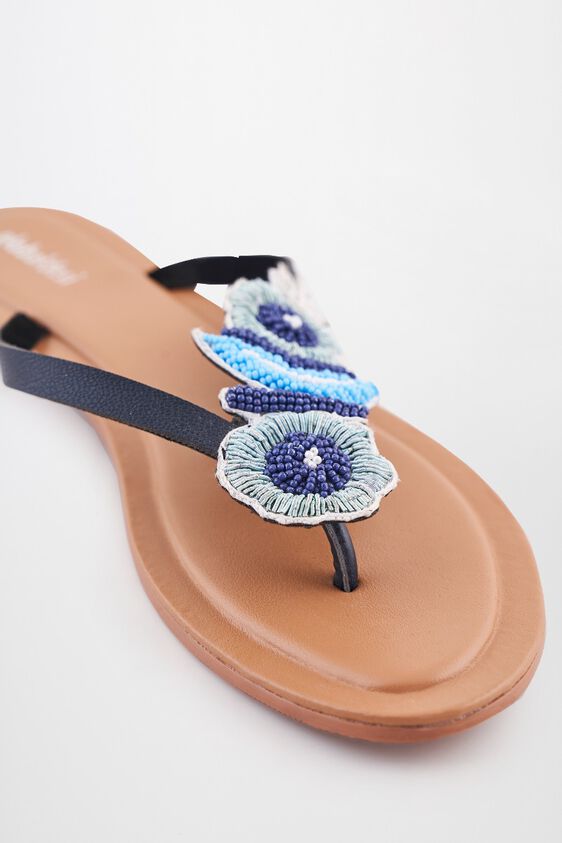 4 - Blue Floral Beaded Flats, image 4