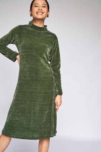 3 - Olive Solid Straight Dress, image 3
