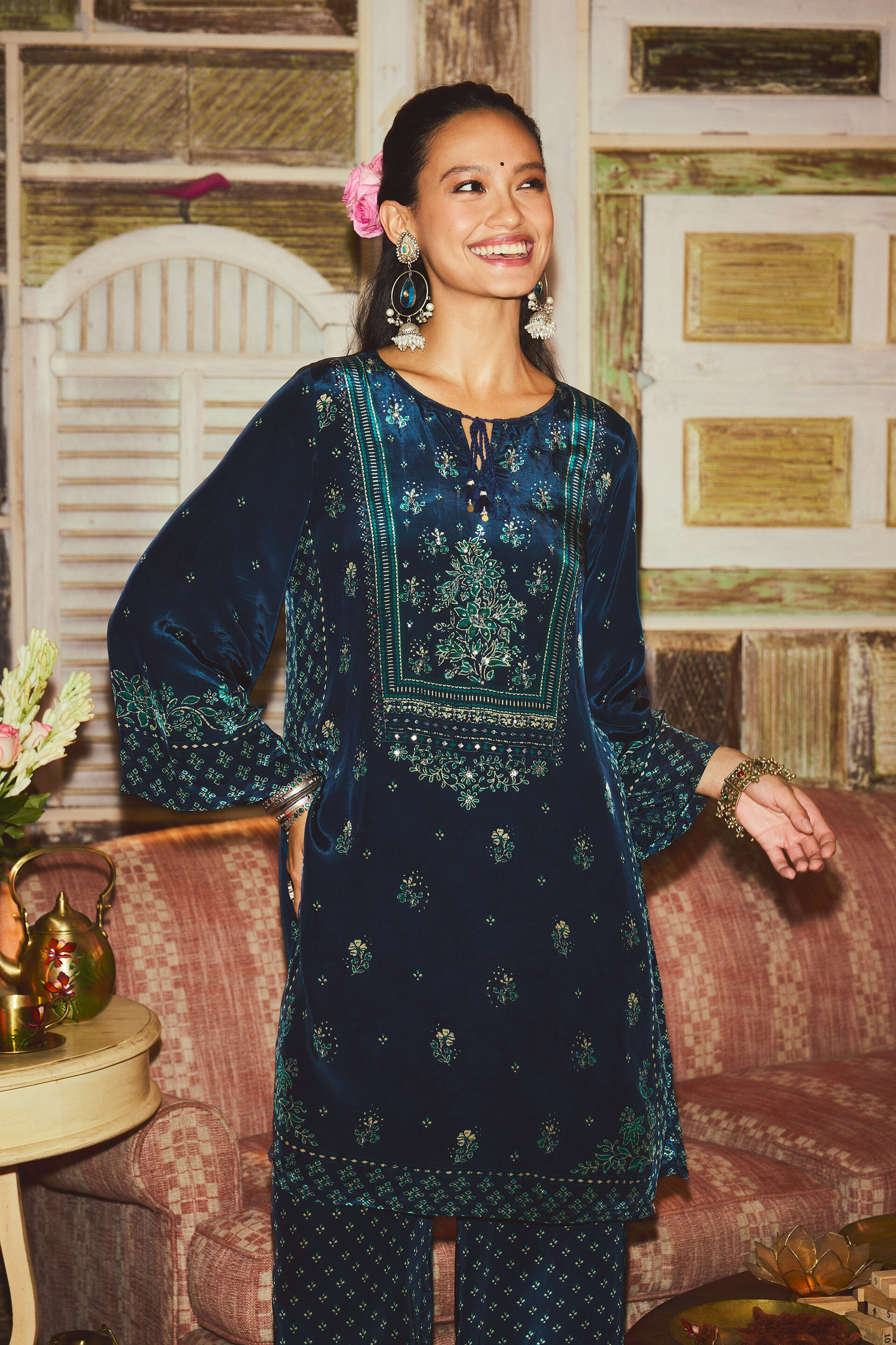 Noora Indigo Kurta Set, Indigo, image 2