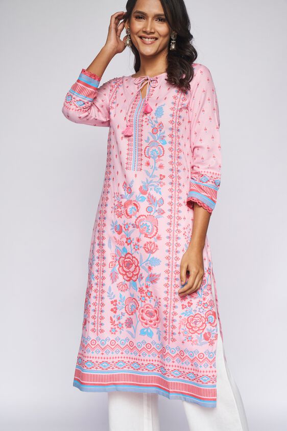 1 - Pink Floral Kurta, image 1