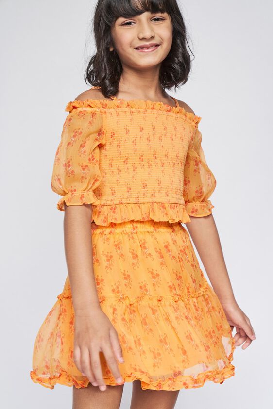 1 - Orange Smocking Floral Suit, image 1
