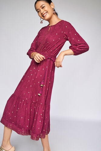 3 - Wine Gathers or Pleats Fit and Flare Gown, image 3