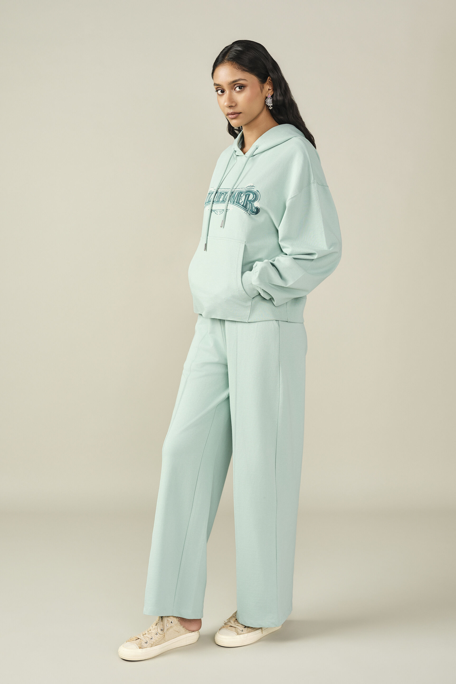 Solid Hoodie in Teal, Teal, image 3