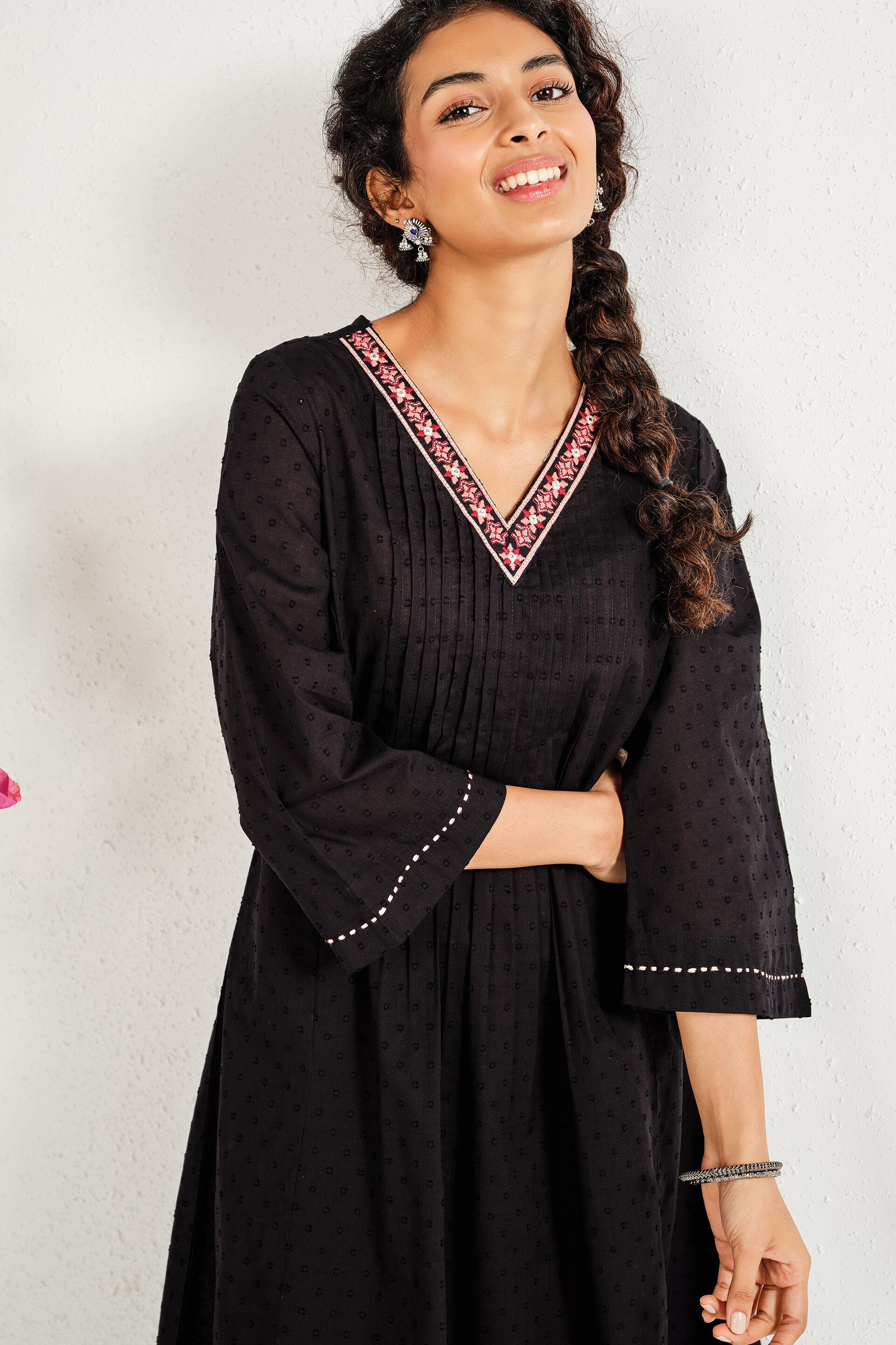 Black Bandish Cotton Kurta, Black, image 4
