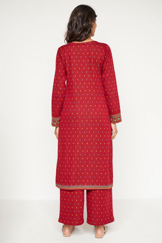 Maroon Jacquard Straight Slip-On Suit, Maroon, image 5