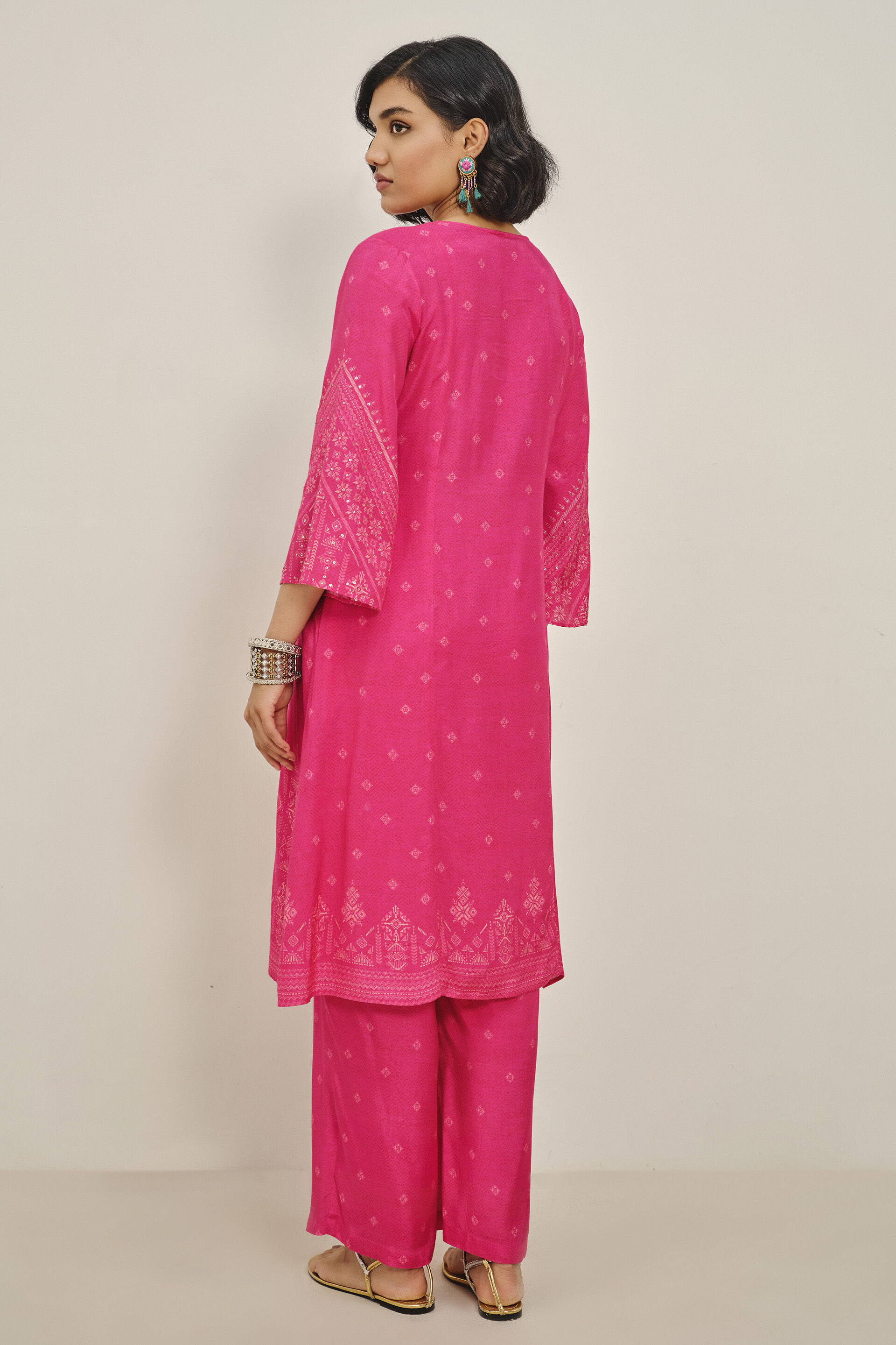 Fuchsia Fizayein Kurta Set, Fuschia, image 3