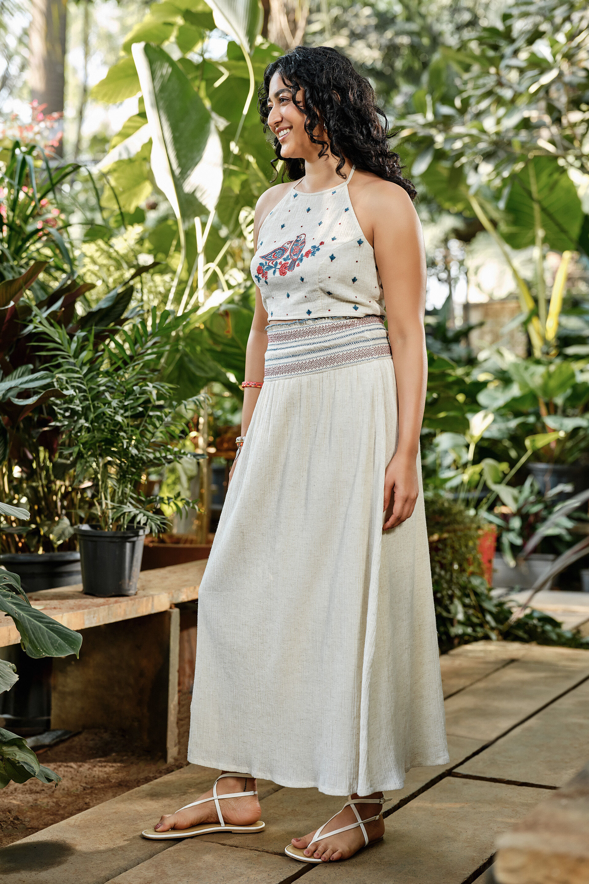 Panchi Skirt Set, Cream, image 4